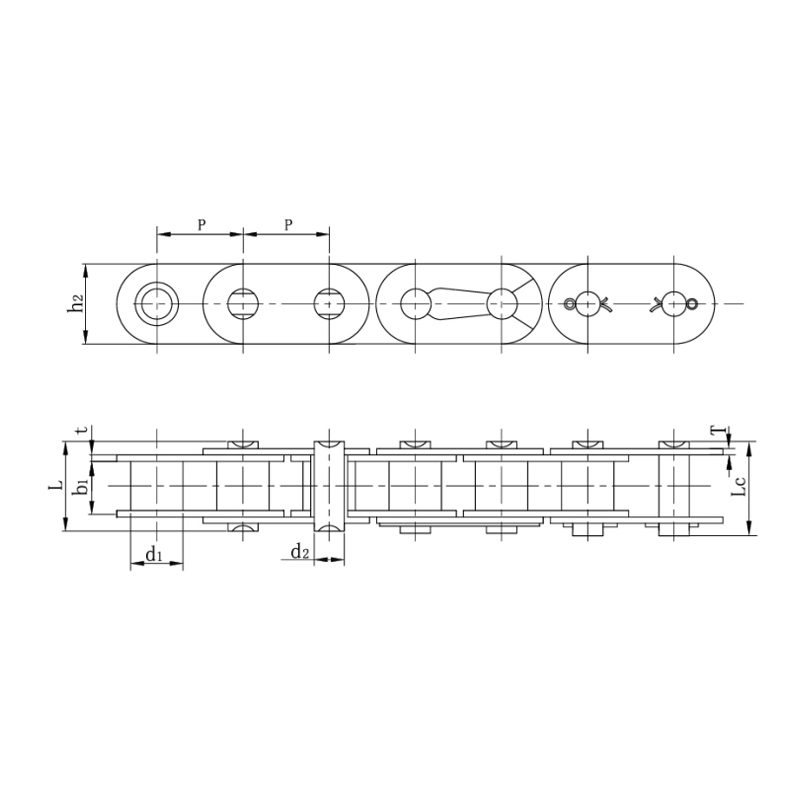 Lanturi cu role cu placa laterala dreapta (seria B)